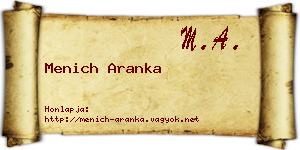 Menich Aranka névjegykártya